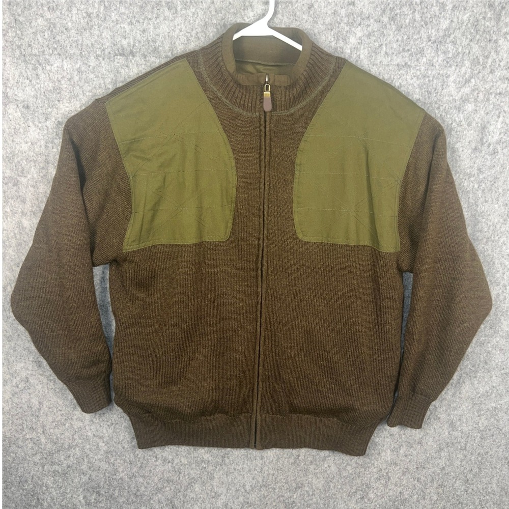 Orvis Sporting Traditions Men's Wool Full Zip Shooting Sweater Brown Olive Large
